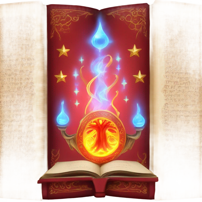 red magical elemental book emoji