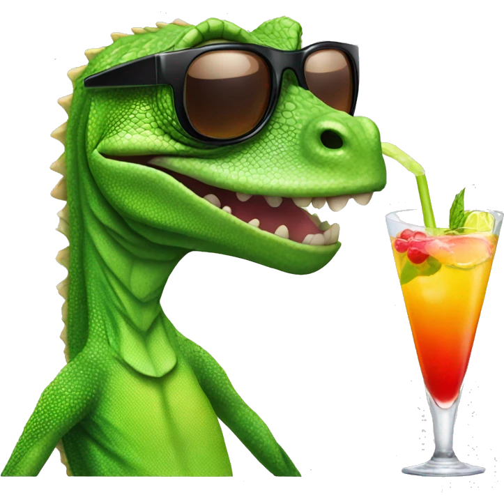 lizard wearing sunglasses holding cocktail emoji