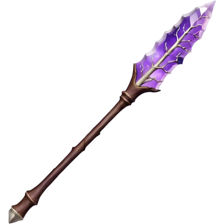 Wand with Heartwood of Silver Birch, 12.5 inches long, Medium flexibility, Tip Inlay: Tiny amethyst shard, Finish: Plum-stained lacquer over whitewood core, giving the wand a soft, moonlit glow in dim light. emoji