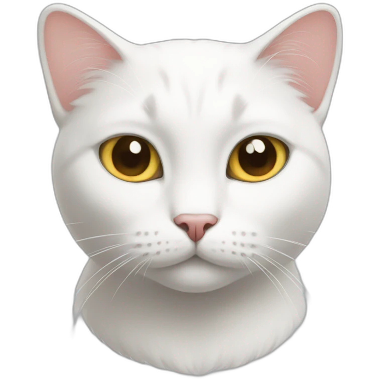 White cat with no neck emoji