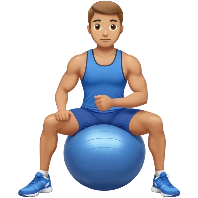 fit man with blue shorts stability ball exercises emoji