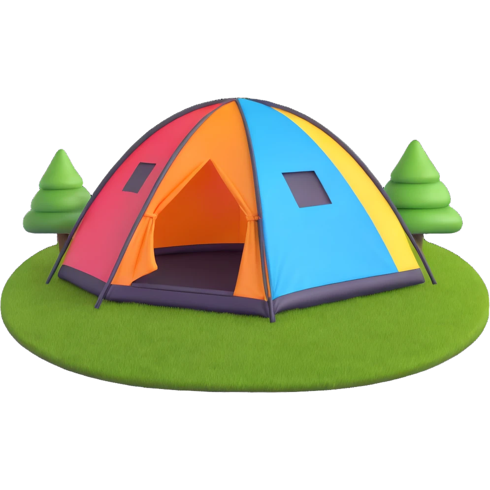 colorful dome tent on grass emoji