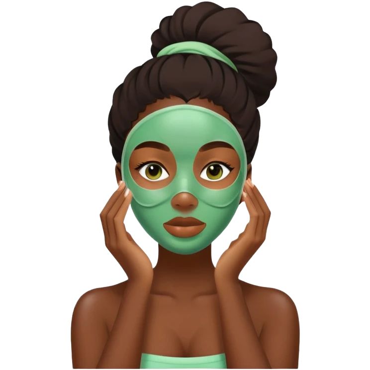 Black girl applying face mask skincare emoji