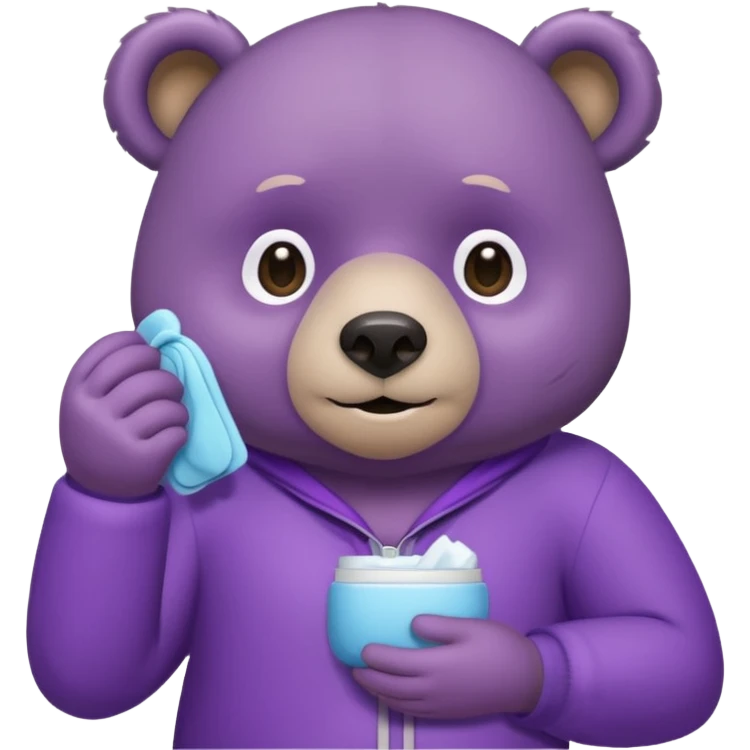 خرسی که لباس هاش بنفشه و کارای خود مراقبتی انجام میده emoji