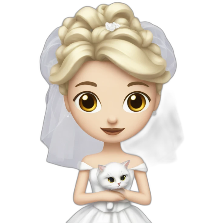 whiteskinbrideholdingablackcatwithwhiteskingroom emoji