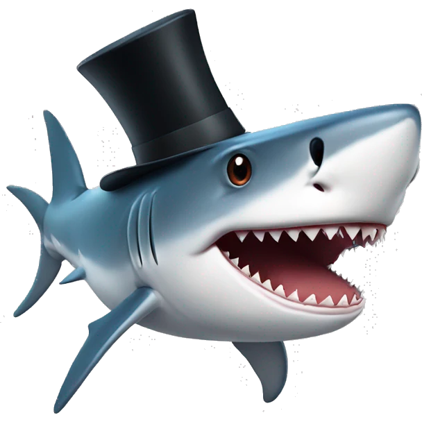 Shark with a top hat emoji