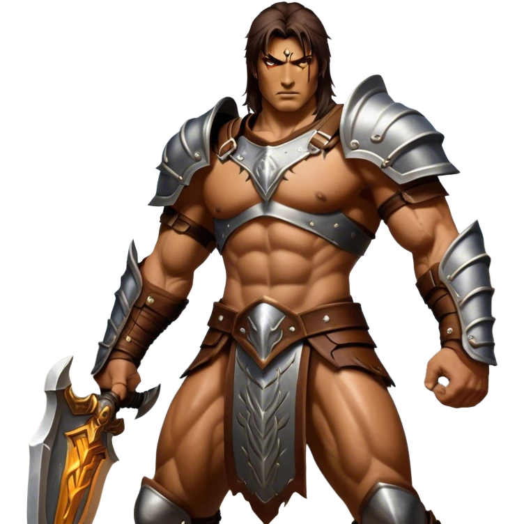 Cinematic Realistic WoW Human Warrior Portrait, captured in a dynamic, battle-ready stance, muscles defined beneath intricately detailed steel armor accented with rich leather. His chiseled visage and determined gaze are rendered with lifelike texture and dynamic natural lighting, high shine, evoking the fierce, relentless spirit of a human warrior in the midst of combat. emoji