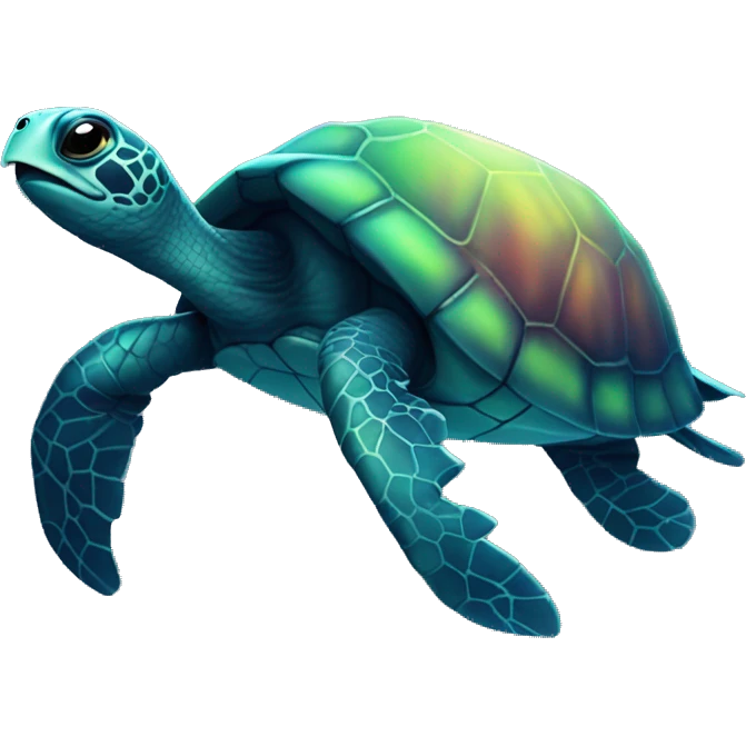 Dark iridescent sea turtle glowing with 8 legs emoji