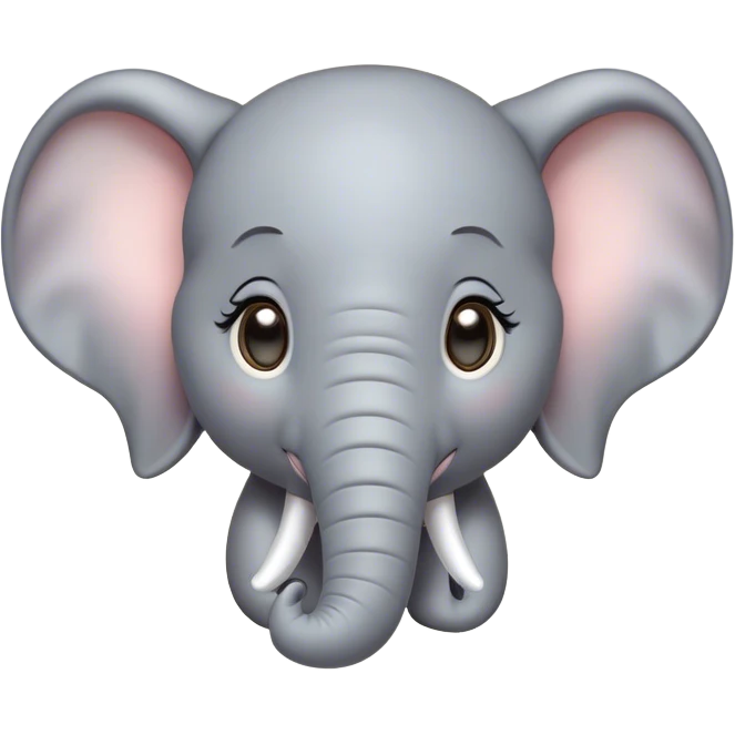 Cinematic Cute Elephant Portrait Emoji, Head tilted playfully and inquisitively, featuring a glossy gray hide with soft, rounded ears and round, sparkling eyes filled with curious wonder, Simplified yet irresistibly adorable features, highly detailed, glowing with a warm, friendly glow, high shine, affectionate and lively, stylized with a touch of gentle whimsy, bright and endearing, soft glowing outline, capturing the essence of a mischievous yet loving elephant, so playful it feels like it could lumber out of the screen into your arms! emoji