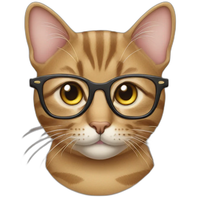 tabby cat wearing glassess emoji