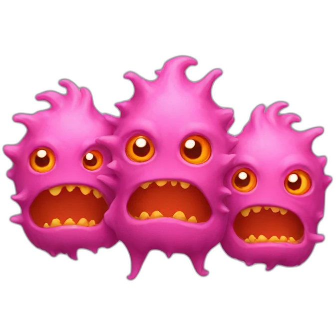 monster with 3 heads pink and orange emoji