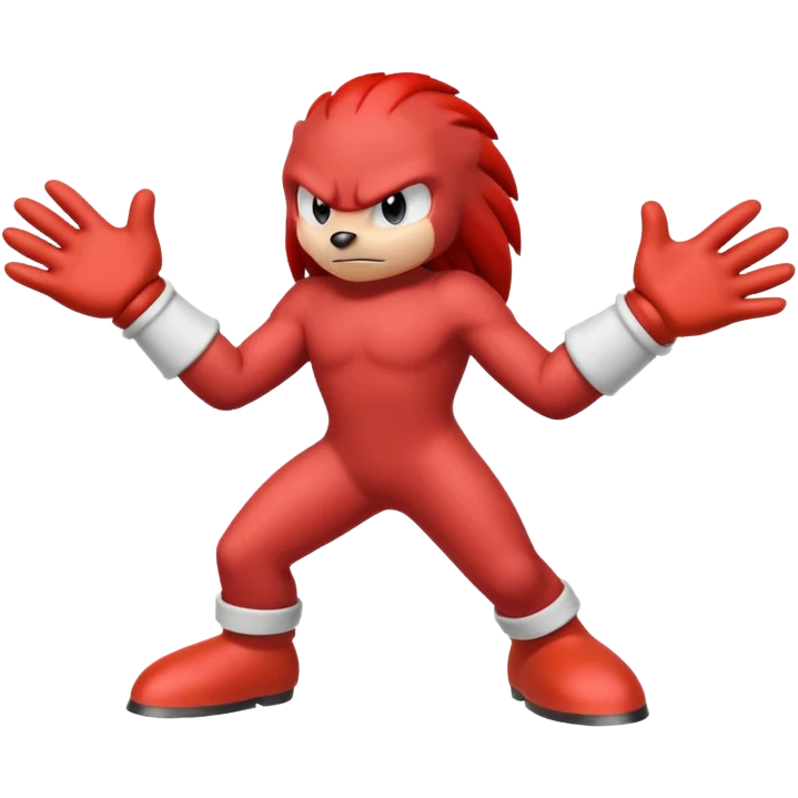 Sonic the hedgehogs friend knuckles a red animal with peach arms and white gloves emoji