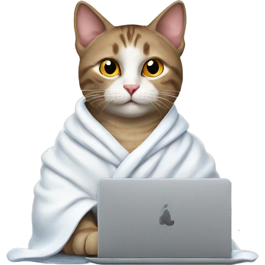 cat with robe and a macbook emoji