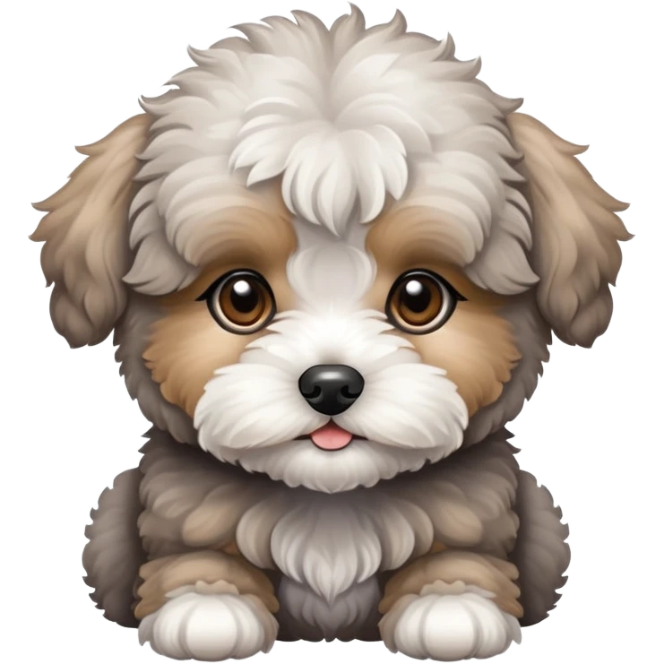 Grey  cute maltipoo puppy emoji