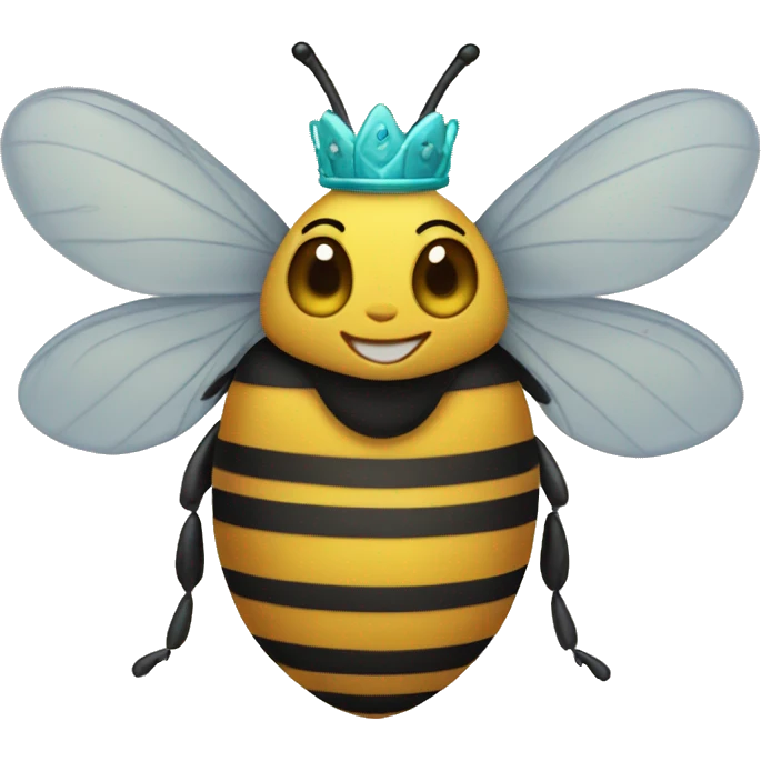 Bee wearing a crown with eyelashes emoji