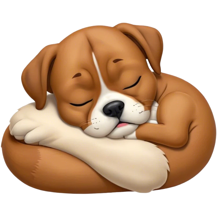 Meme-Worthy cute Sleeping Boxer dog Portrait Emoji, Head resting peacefully with a contented smile, showcasing a delightfully cute build and a luxuriously soft fawn fur, eyes shut in a serene nap, Simplified yet hilariously adorable features, highly detailed, glowing with a soft, drowsy light, high shine, relaxed and utterly lovable, stylized with an air of playful laziness, bright and heartwarming, soft glowing outline, capturing the essence of a comically sleepy Boxer, so meme-worthy it feels like it could instantly become the next viral sensation of adorable slumber! emoji
