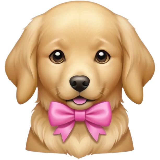 Golden retriever with pink bow emoji