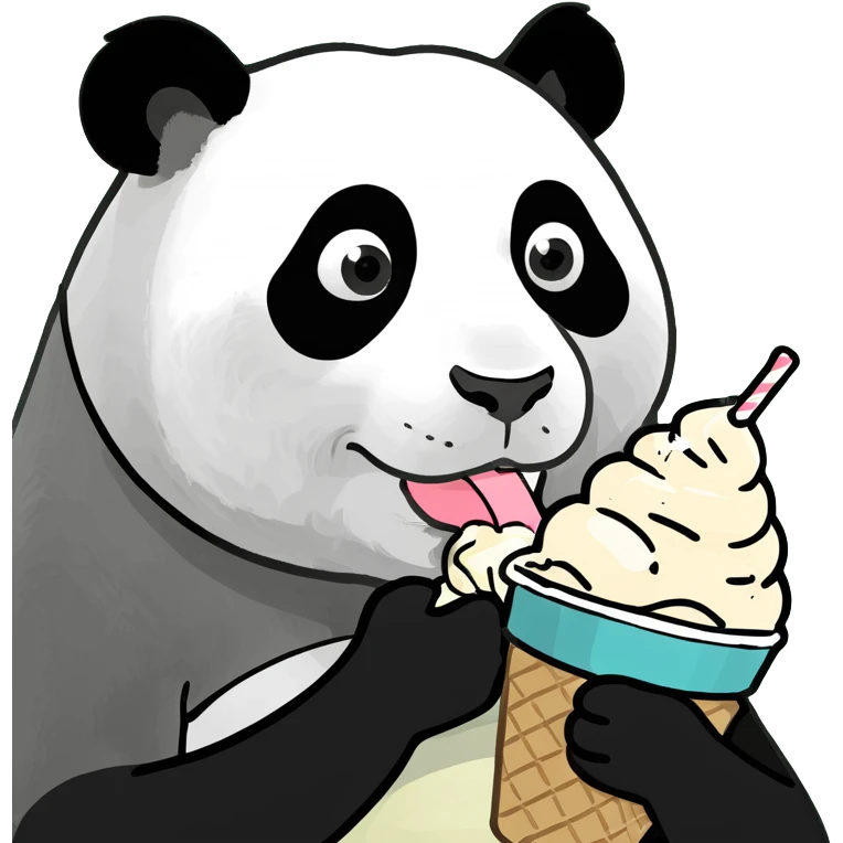 Panda eating ice cream emoji