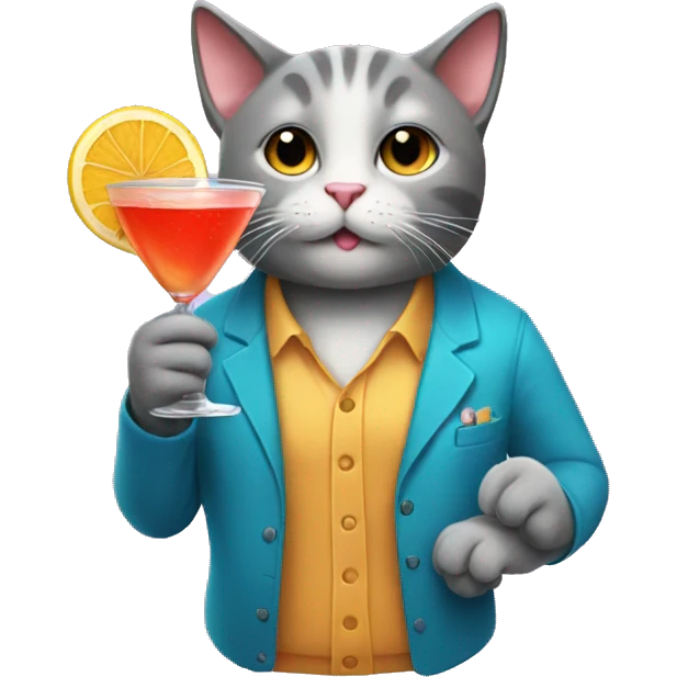 Cat holding a coctail emoji