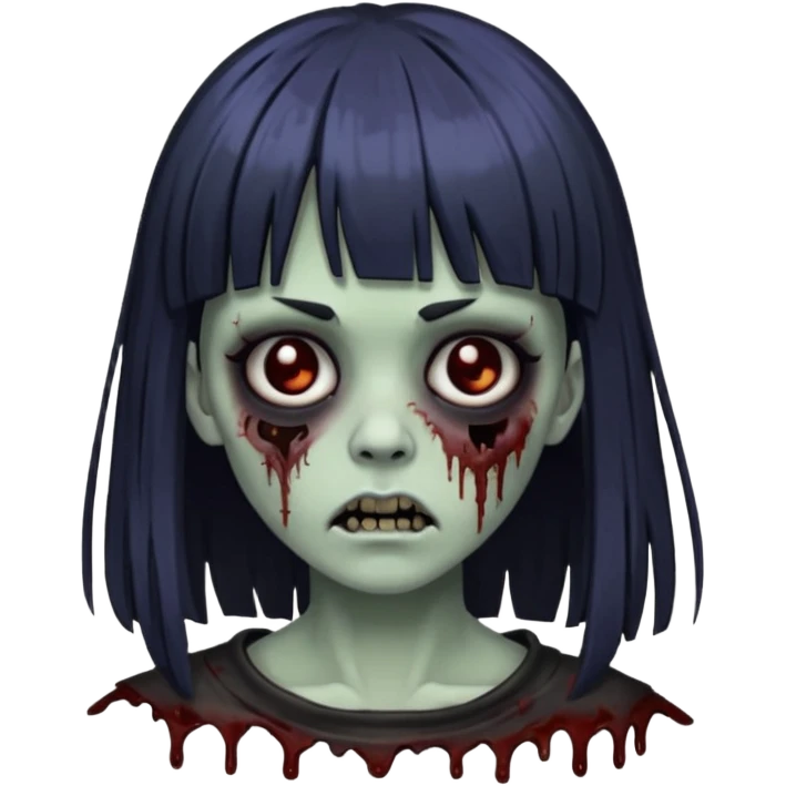 Uma zumbi com franja é uma pegada mais gothc emoji