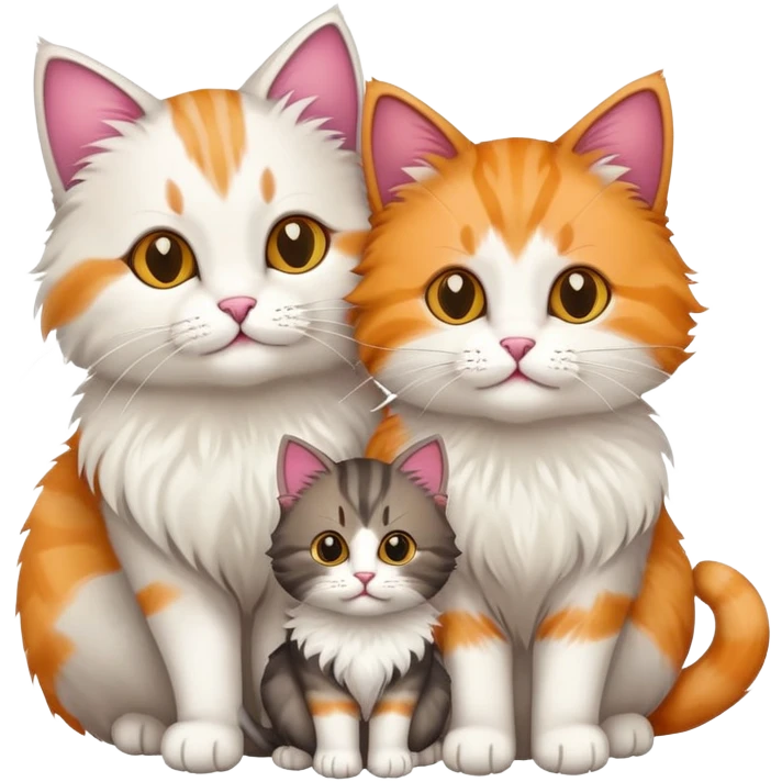 cat family with mother and kittens emoji