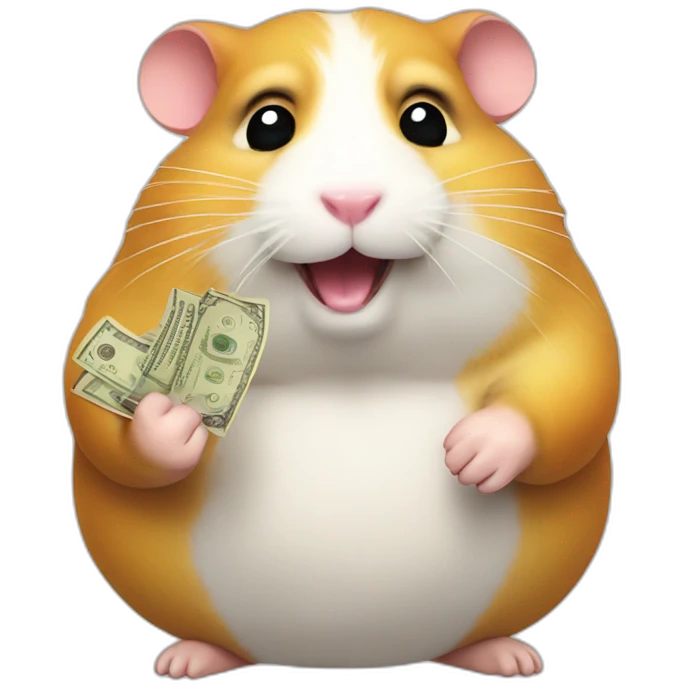 Fat hamster giving a lot of money emoji