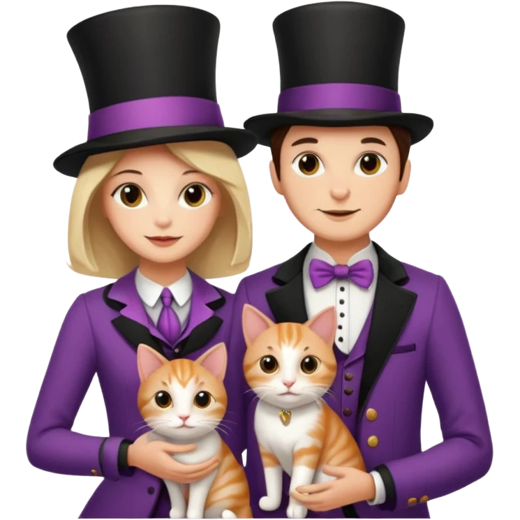 magician couple and their pet cat emoji