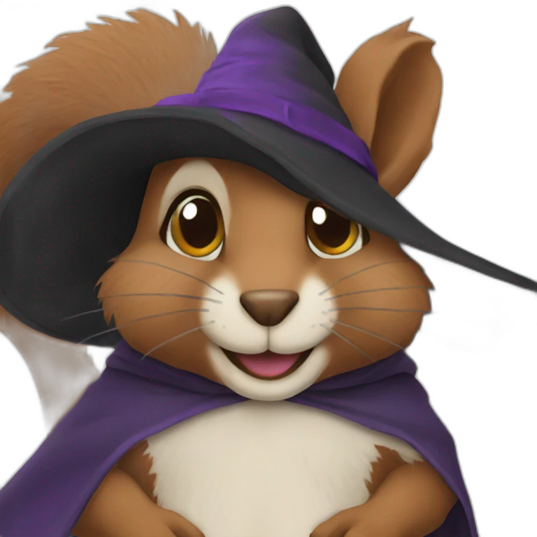 A squirrel in a witch costume emoji
