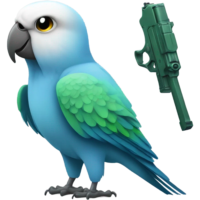 Parakeet holding two guns emoji