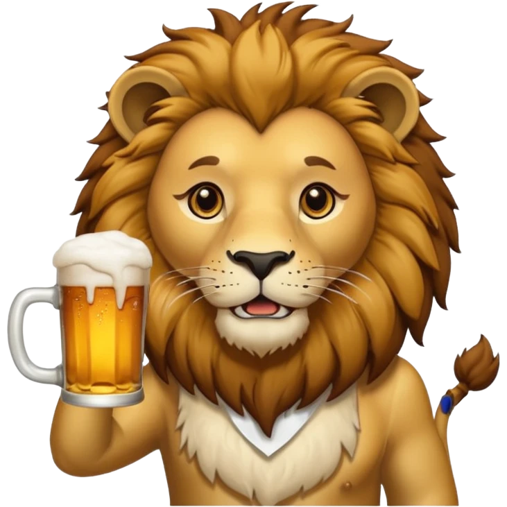 Lion with beer emoji