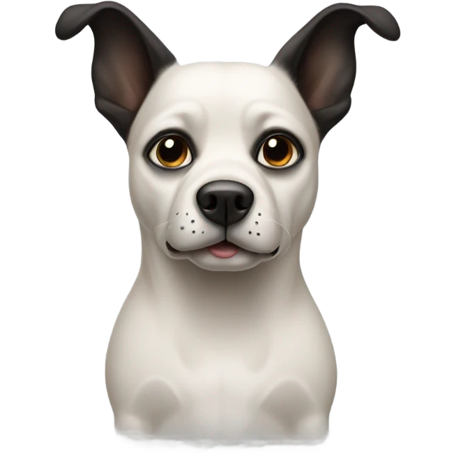 Dog with slightly black ears with one eye open and the other closed emoji
