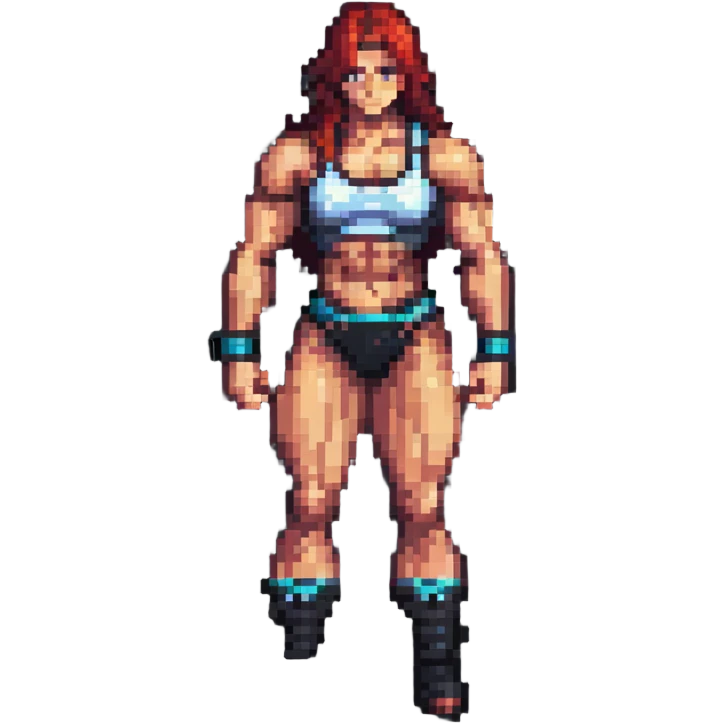 muscular woman, pixel art style emoji