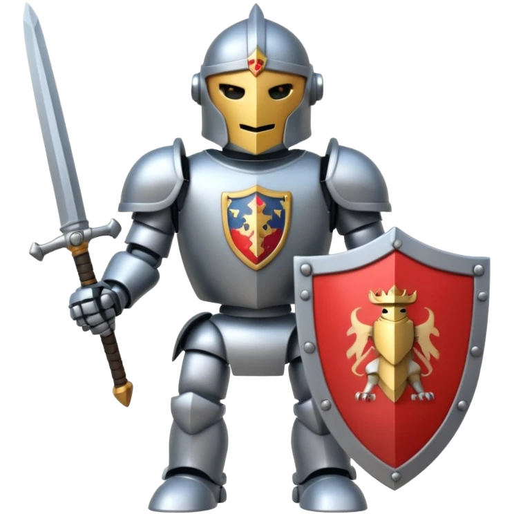 Knight Robot with a shield and sword and a crest in the chest  emoji