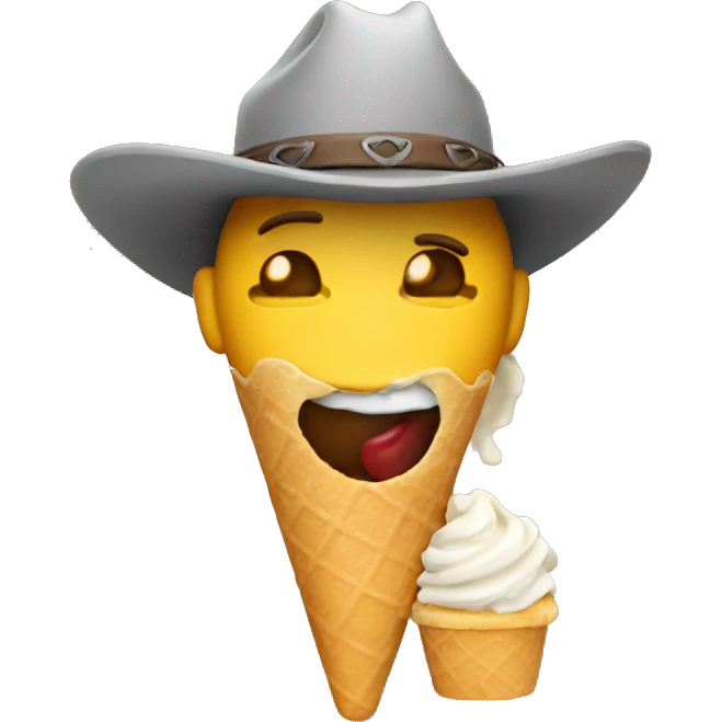 Cowboy eating an icecream emoji