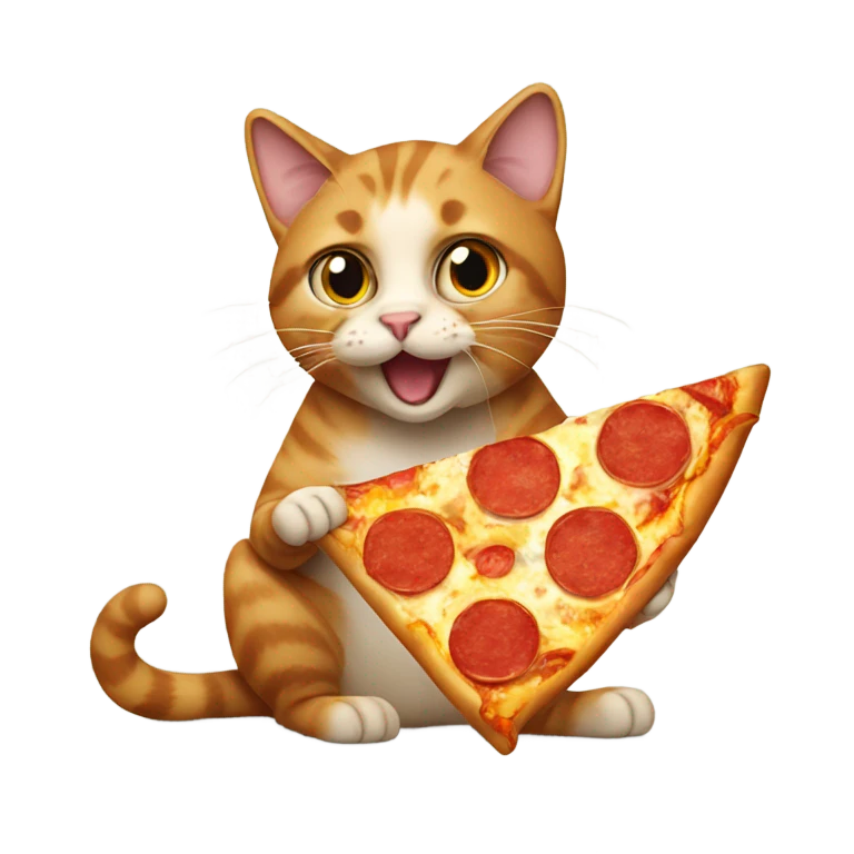 Cat eating pizza emoji