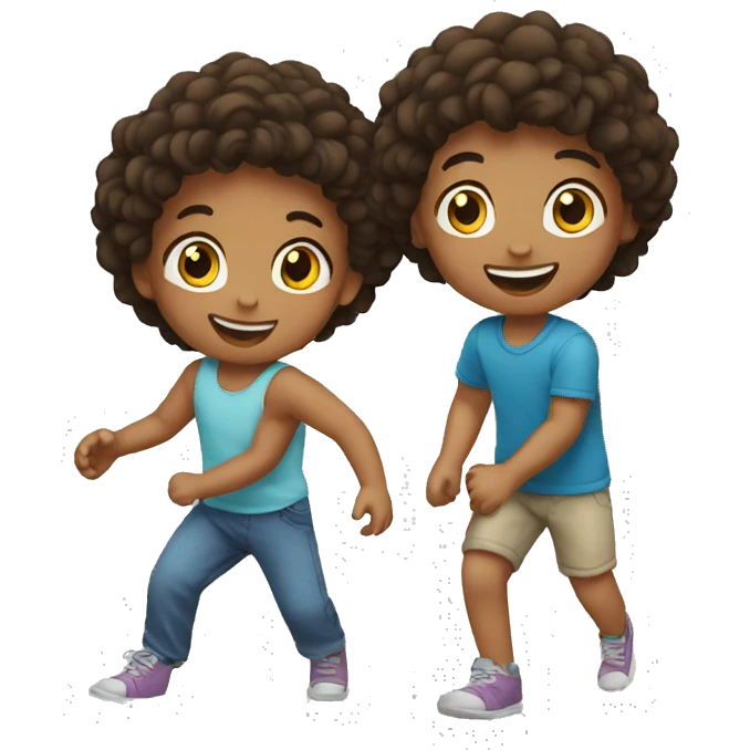 2 kids playing emoji