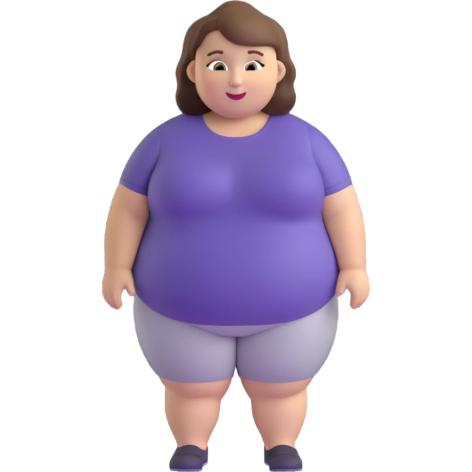 chubby white woman with brown hair, friendly expression emoji
