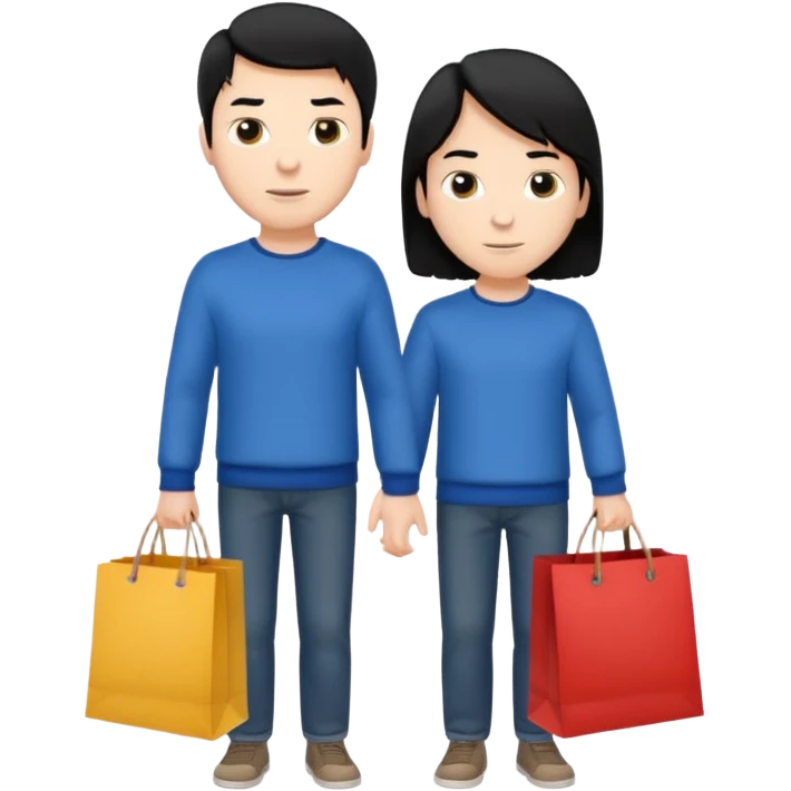 a white man black hair with clothing shopping bag emoji
