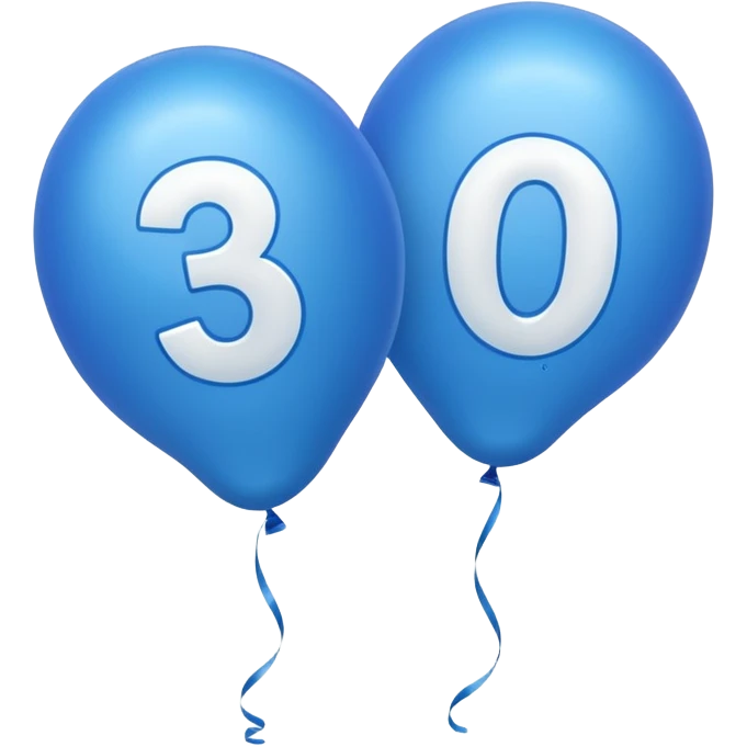 balloons with thirty 30 shape in blue emoji