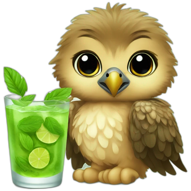 baby hawk drinks mojito emoji