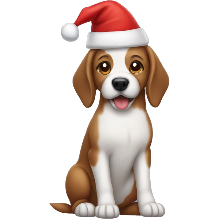 Maltease dog in a Santa hat emoji