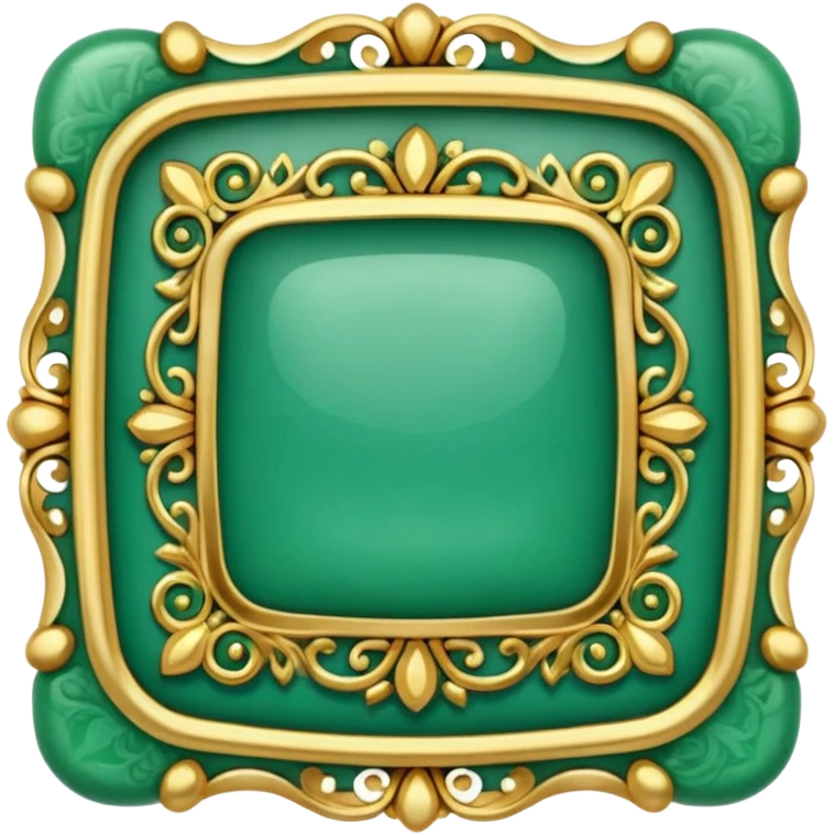 Jade and gold filigree style rounded square icon button emoji