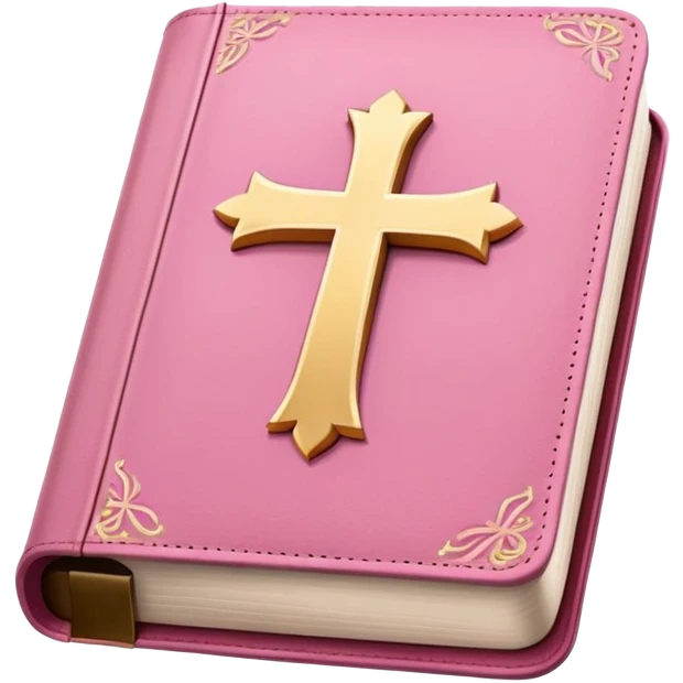 pink bible with a cross on it emoji