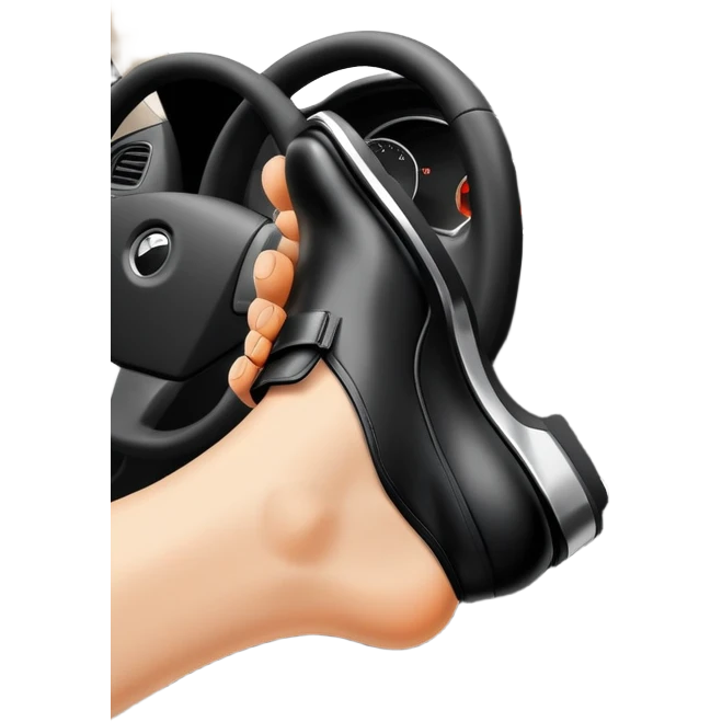 foot pressing brake pedal in car emoji