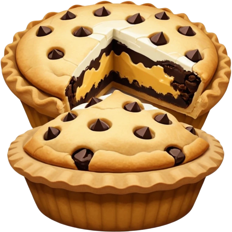 Baking community humanless avatar in clean emoji-style illustration. Pie, cookie, and muffin warm golden tones, simple shapes, flat design, high contrast, cozy and friendly. emoji