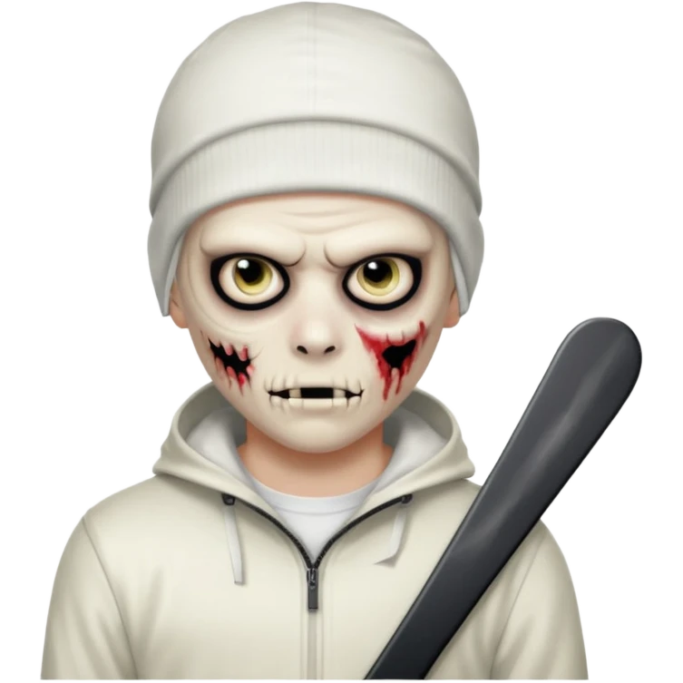 zombie boy with emo hair and white shirt with a ski mask on hair from Nike da syna emoji