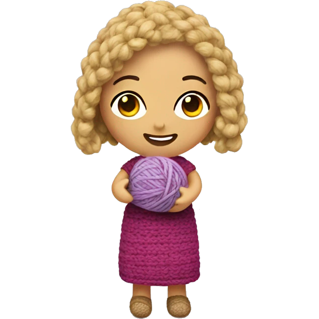 A girl making amigurumi  emoji