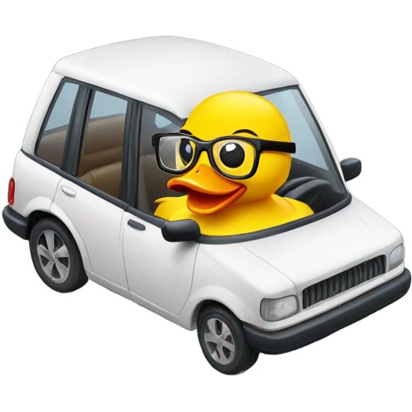 Rubber duck with glasses in a car  emoji