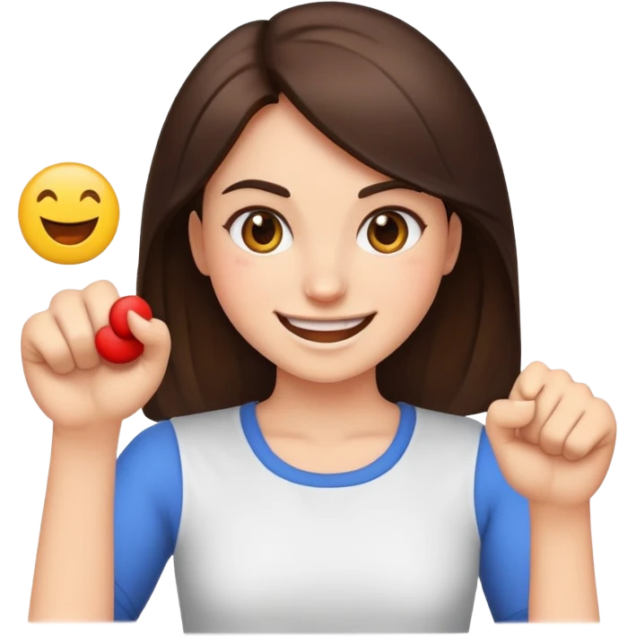 A smiling emoji punching a brunette girk emoji