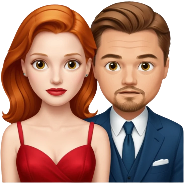 leonardo di caprio and Jessica Chastain in a red dress emoji